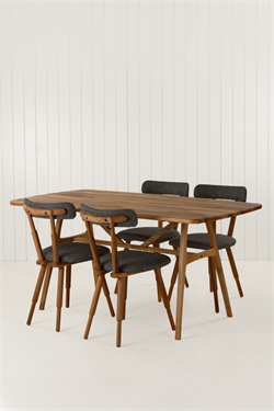 Slim Masif Ceviz Ahşap Masa takımı 6 Adet Nesrin SD Sandalye 150x80 cm