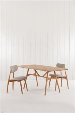 Slim Masif Kayın Ahşap Masa Takımı, 8 Adet Hug Kayın Masif Ahşap Sandalye - 180x80 cm 