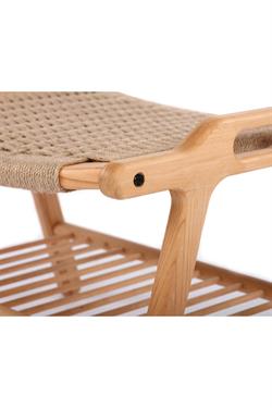 Unboxdeco Corn Solid Beech Wood Stool, Woven Wicker Stool, 100% Natural Wood Seat, Footstool, Stool