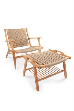 Unboxdeco Corn Solid Beech Wood Stool, Woven Wicker Stool, 100% Natural Wood Seat, Footstool, Stool