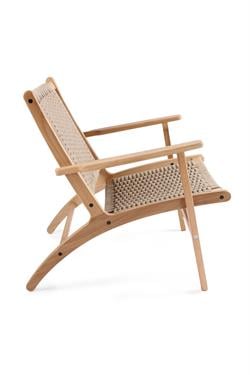 Unboxdeco Corn Woven Wicker Solid Lounge Chair, Beech Wood Solid Chair, Wooden Armchair from 100% Natural Materials