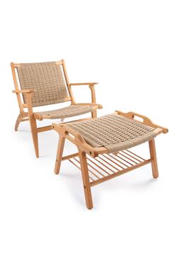 Unboxdeco Corn Woven Wicker Solid Lounge Chair, Beech Wood Solid Chair, Wooden Armchair from 100% Natural Materials