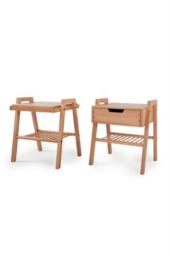 Unboxdeco Ori Solid Beech Nightstand and Side Table, Solid Beech Wood Nightstand, 100% Natural Wood Beech Side Table and Nightstand
