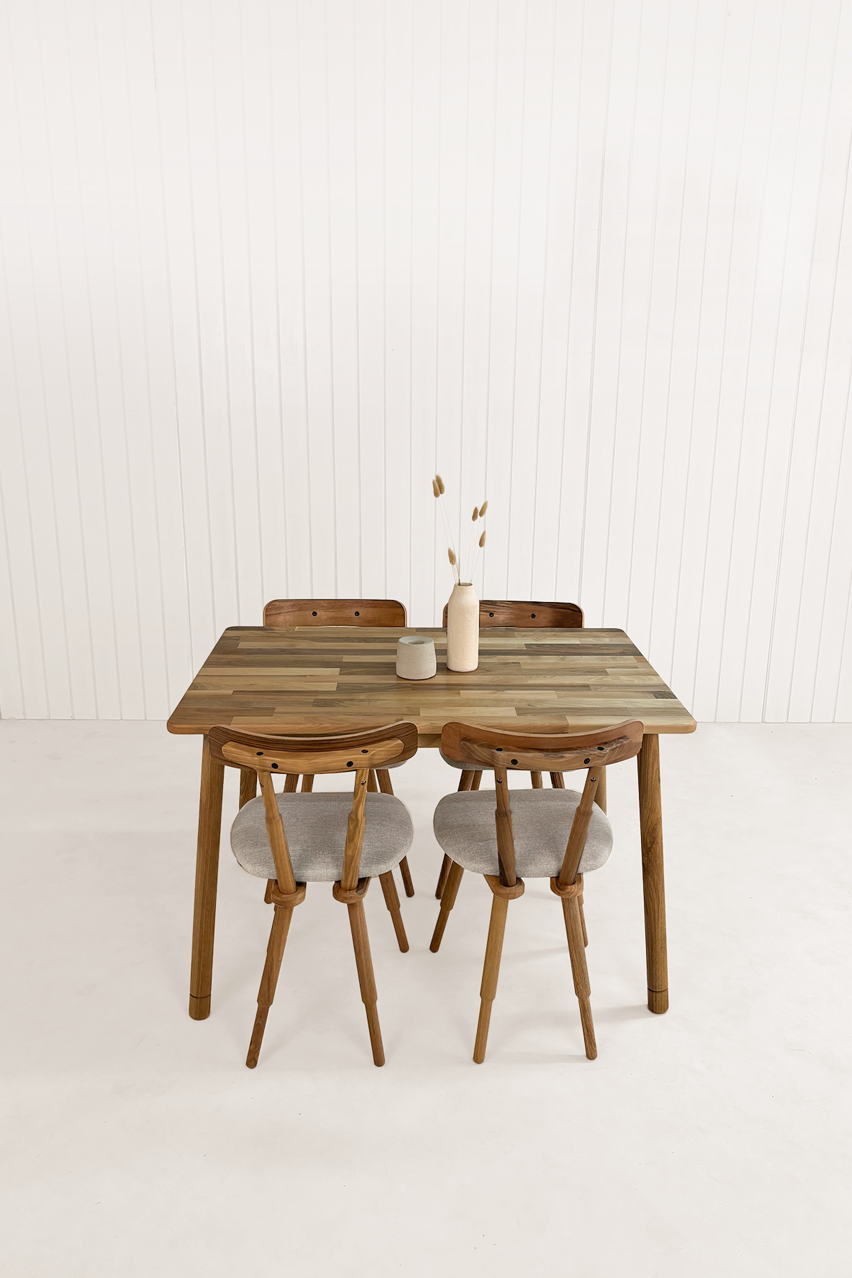 Alaçatı Masif Ceviz Masa Takımı 115x80 | 4 Nesrin Sandalyeli Yemek
