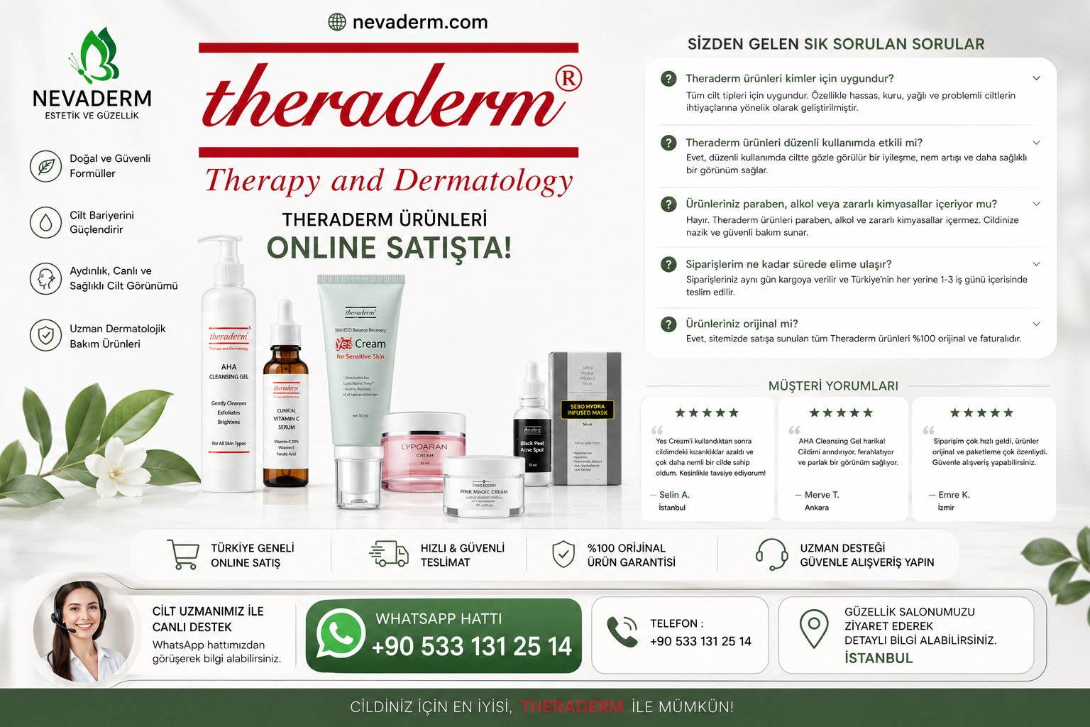 Theraderm kullanıcı yorumları ve Türkiye'den gelen sorular