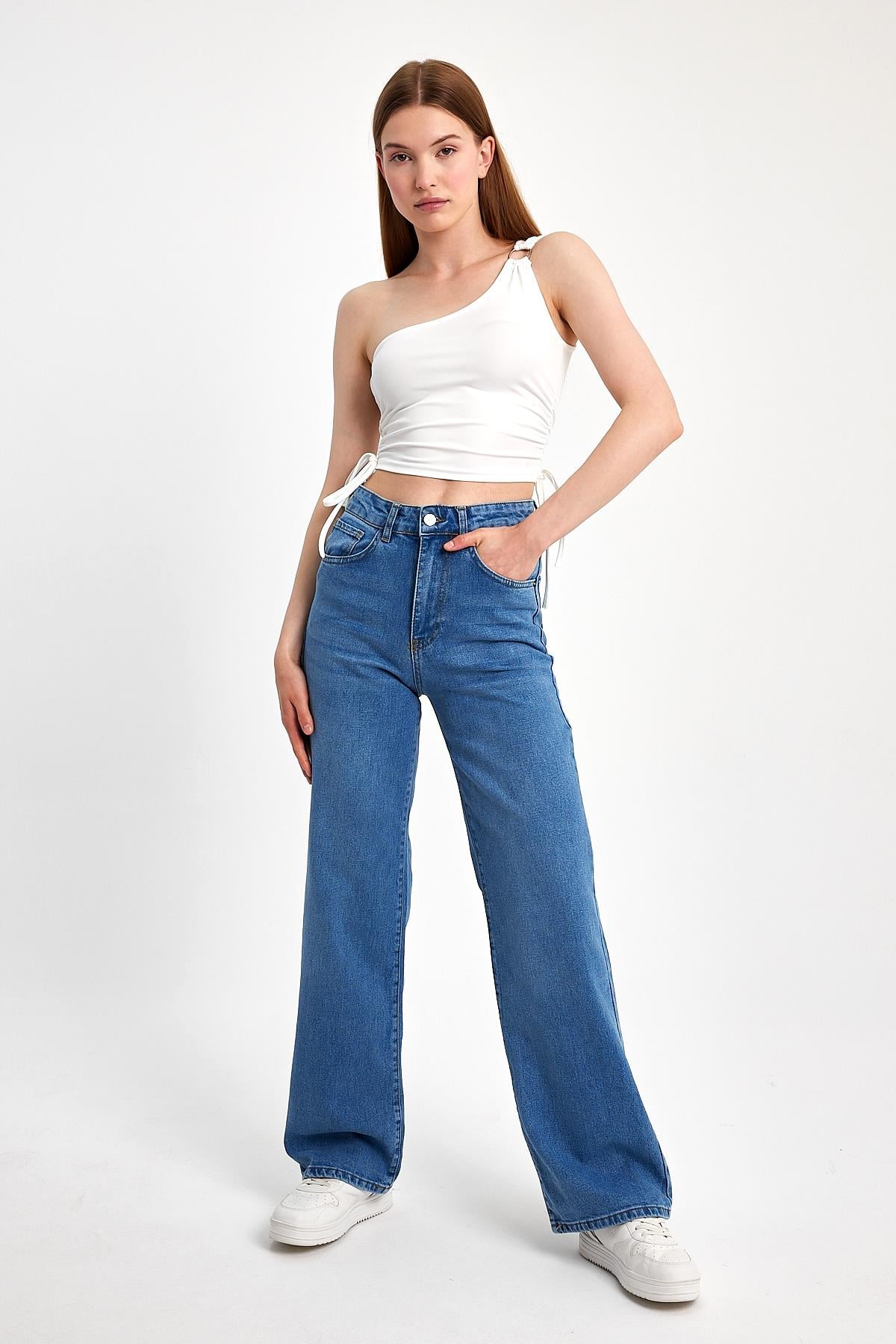 Wide Leg Denim Pantolon