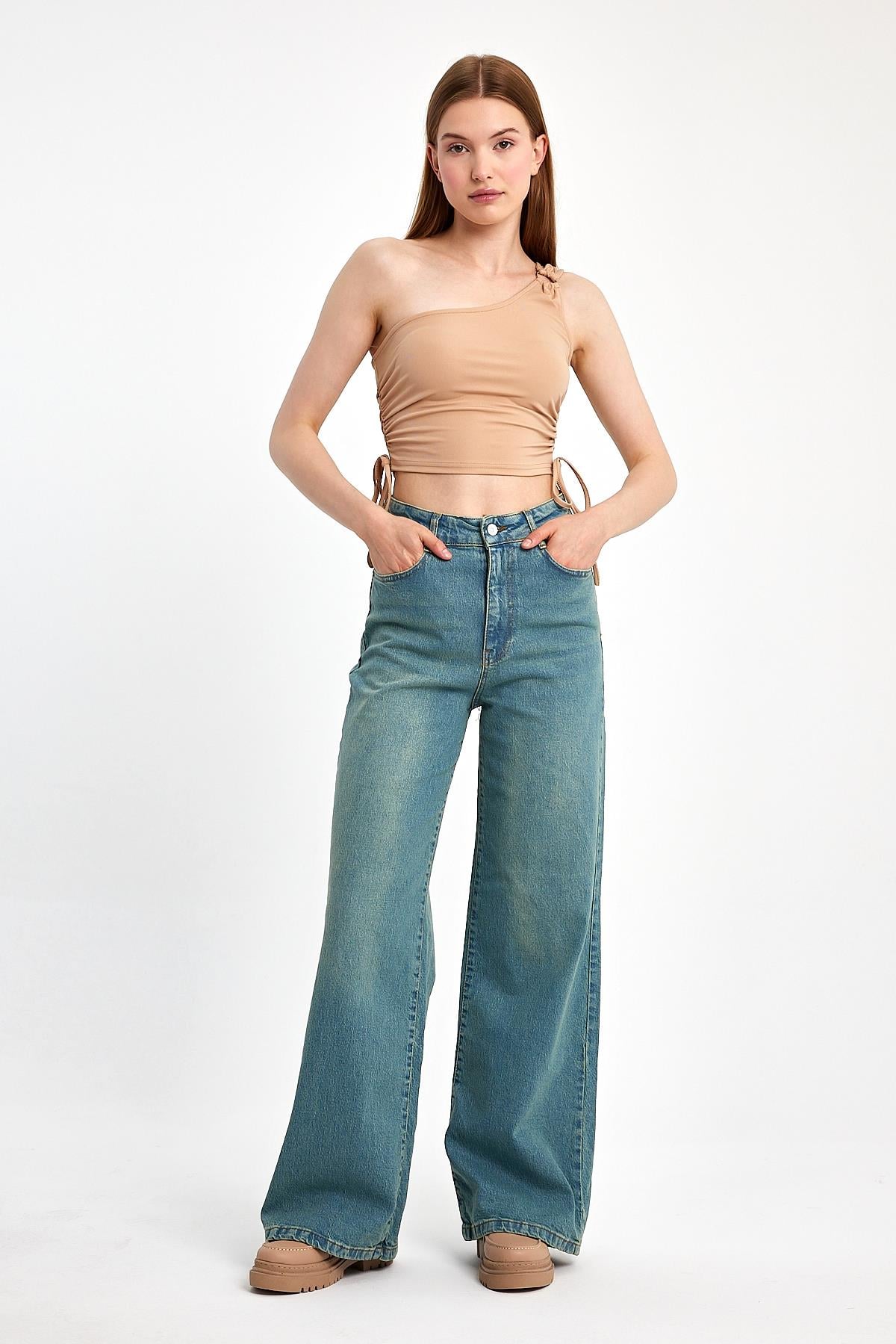 Wide Leg Denim Pantolon