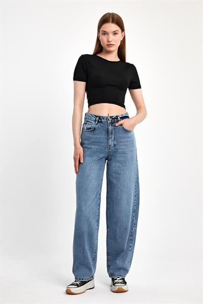 Arka Detaylı Halka Tasarımlı Crop Top Kadın BluzİHRAÇ PAZARIBluz-Crop