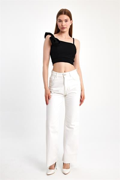 Kadın Gül Yaka Detaylı 5 Renk Seçenekli Şık Modern Crop BluzİHRAÇ PAZARIBluz-Crop