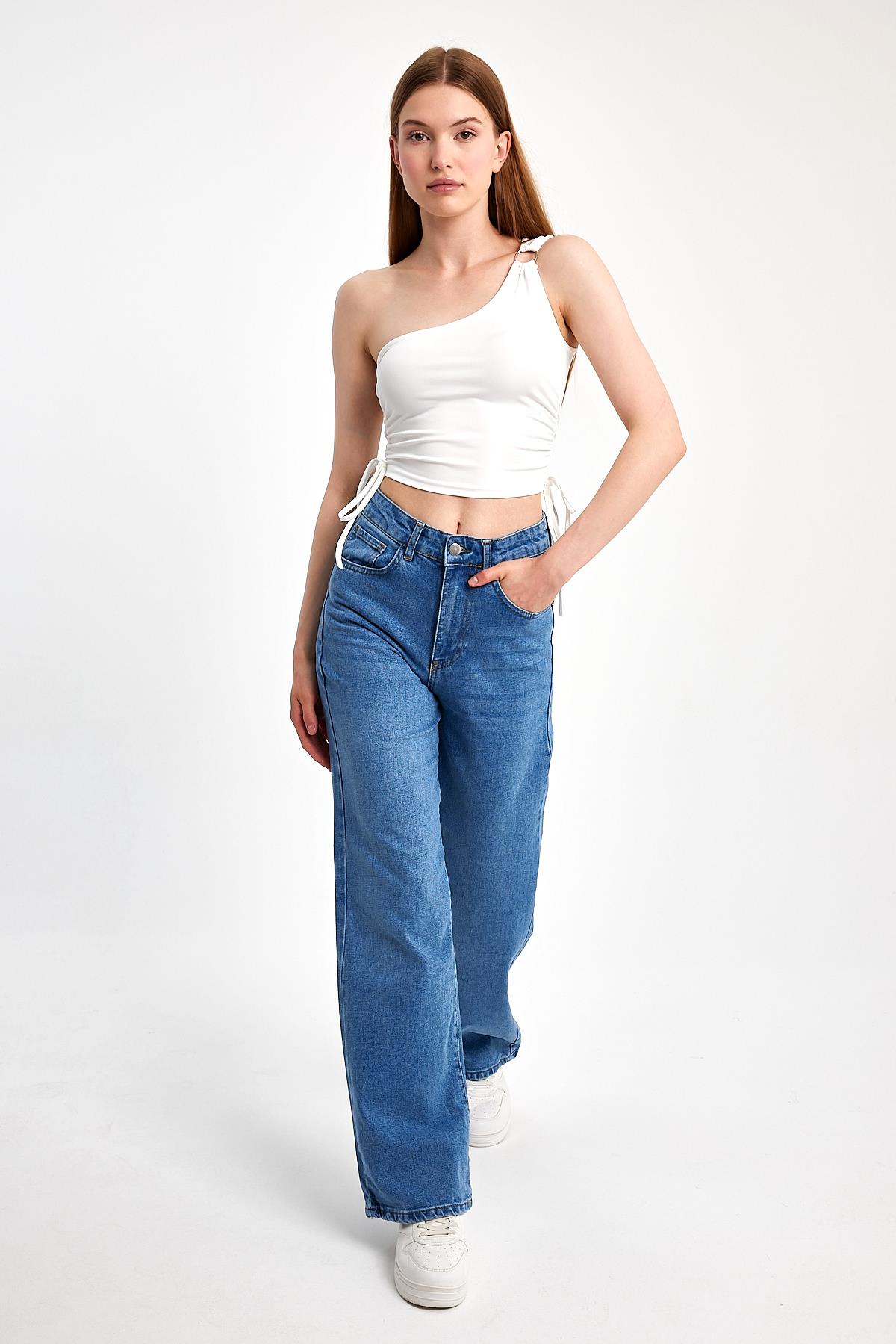 Wide Leg Denim Pantolon