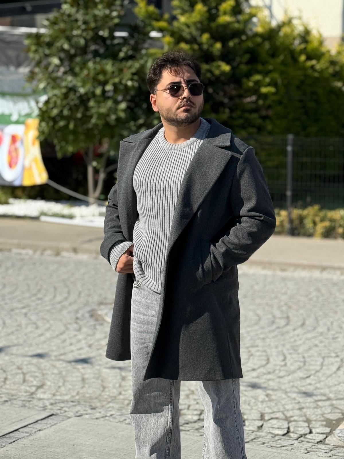 Oversize Kaşe Kaban Anrasit