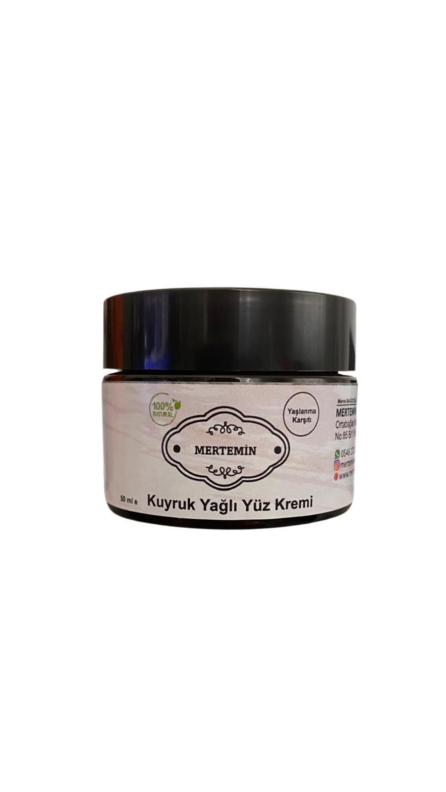 Kuyruk Yağlı Krem 50 ml Yaşlanma Karşıtı Kolajen (MAVİ ANEMON KOKULU) Kuyruk Yağı Kremi (YÜZ IÇİN)