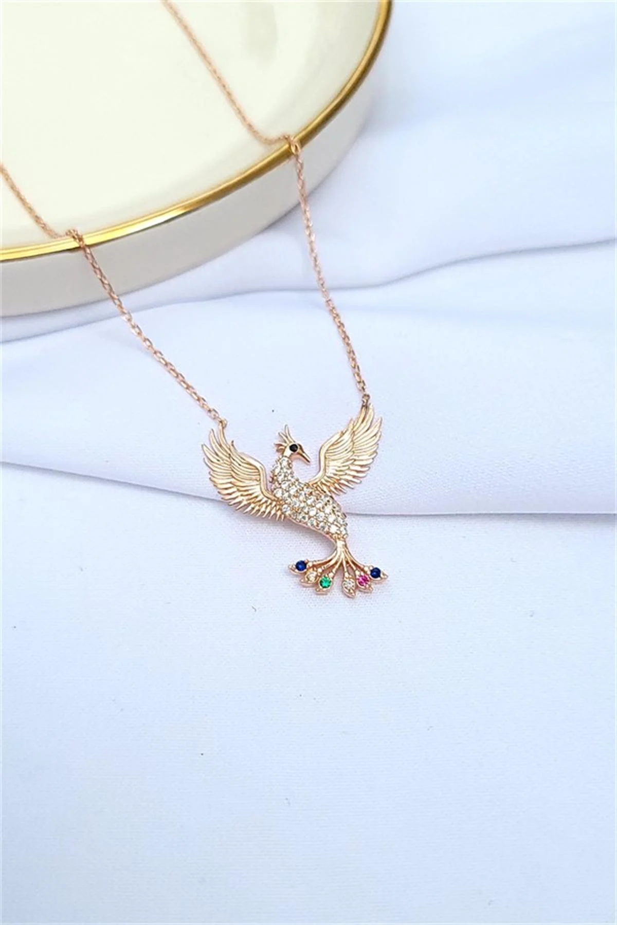 Anka Kuşu Gümüş Kadın Kolye