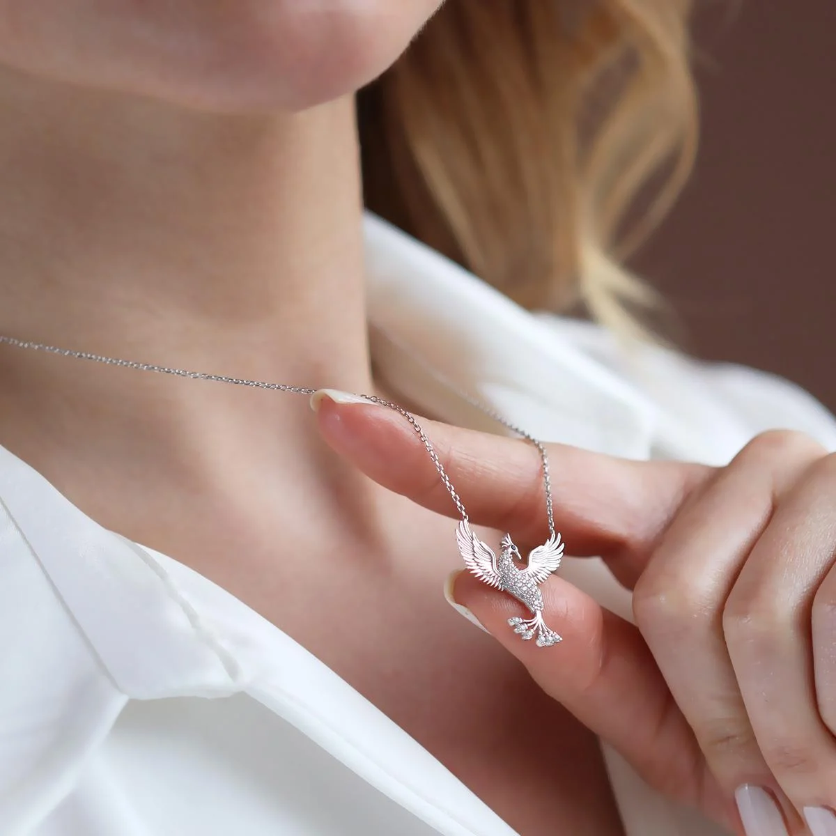 Anka Kuşu Gümüş Kadın Kolye