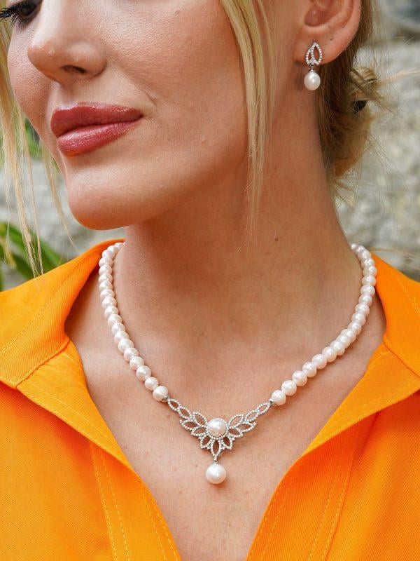 Gümüş İnci Gerdanlık Kolye