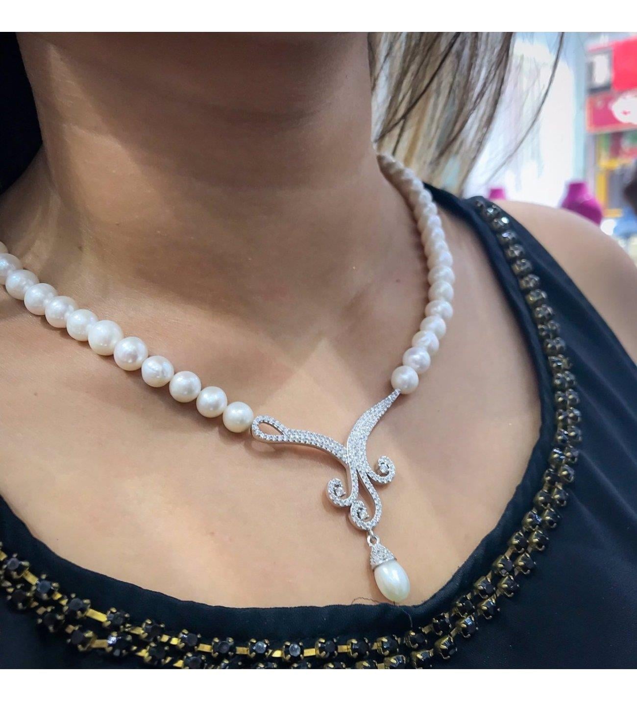 Gümüş İnci Gerdanlık Kolye