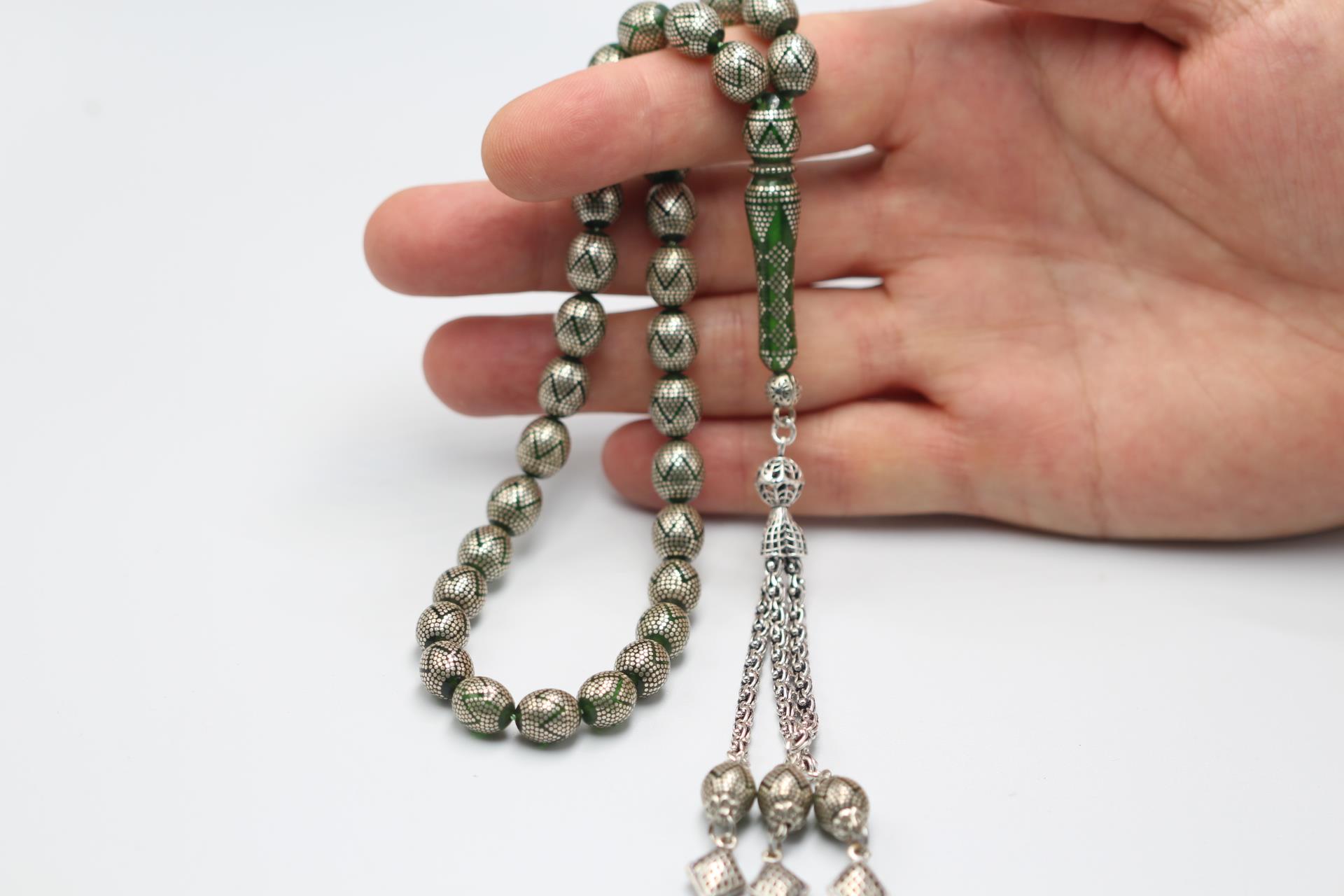 Gümüş İşleme Ateş Kehribar Tespih