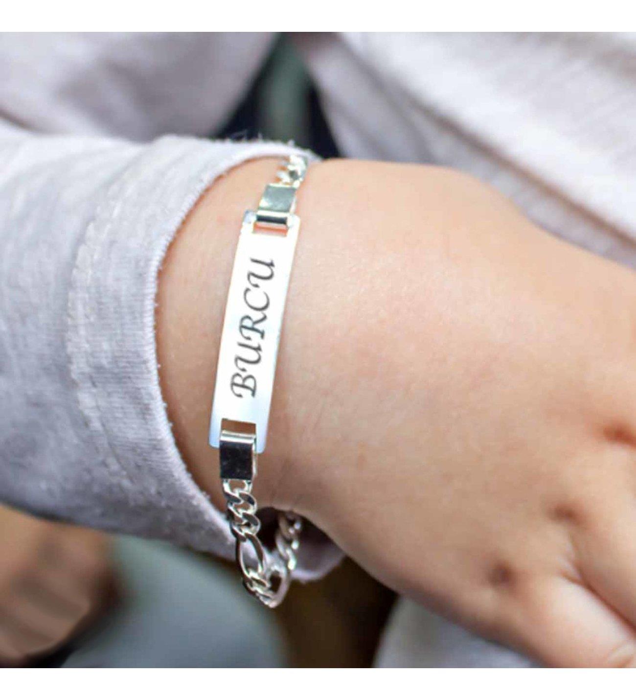 İsim Yazılı Gümüş Çocuk Künye 