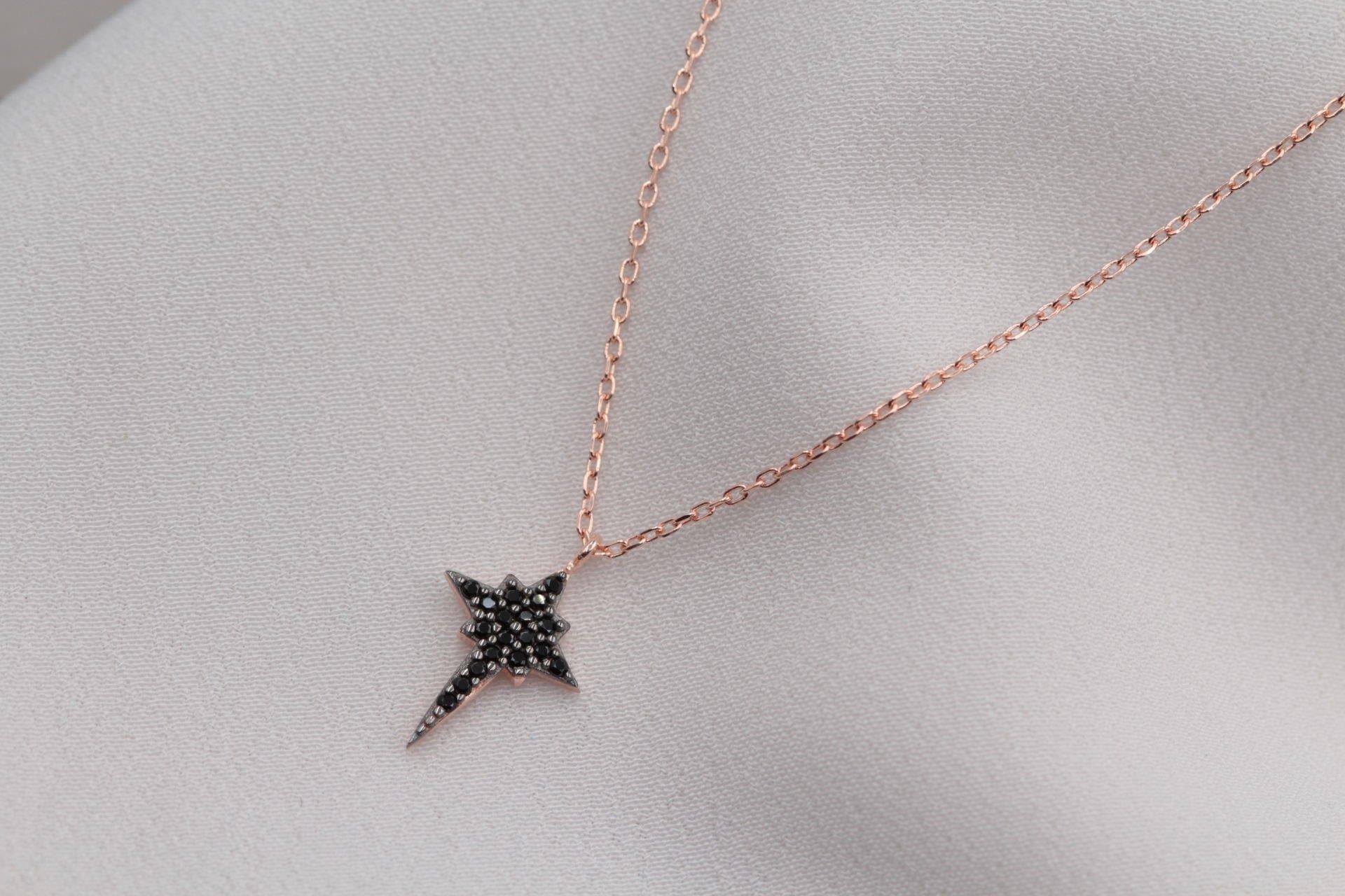 Rose Gold Gümüş Kutup Yıldızı Kolye