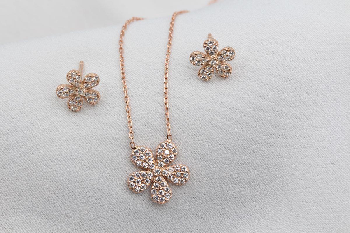 Roz Gümüş Papatya Set