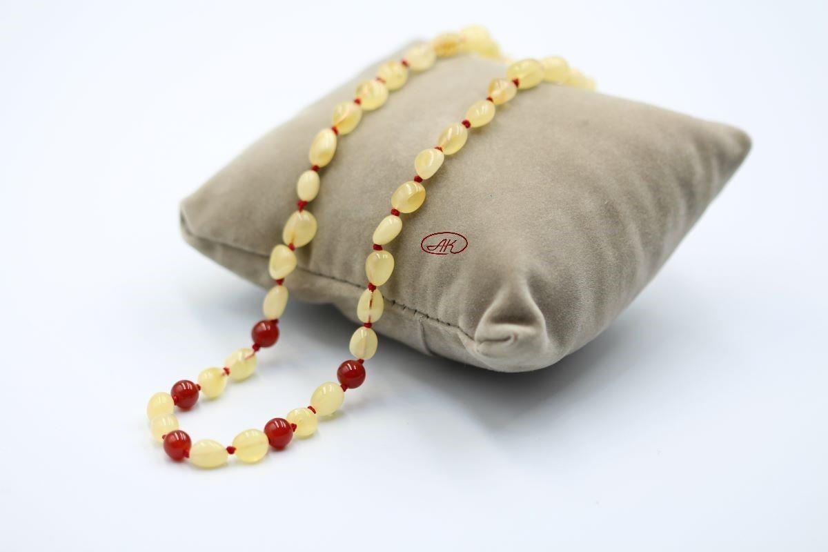 Akik Taşlı Kehribar Kolye