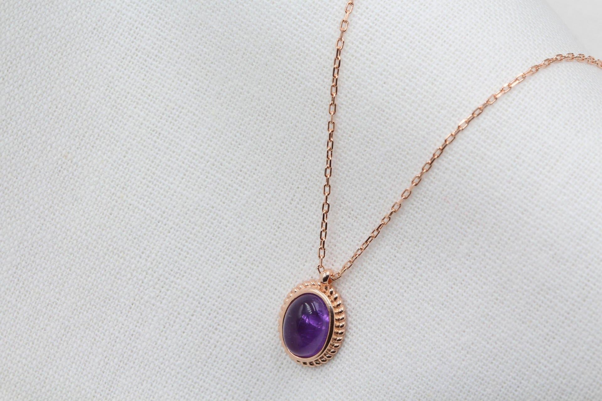 Ametist Taşlı Gümüş Kolye