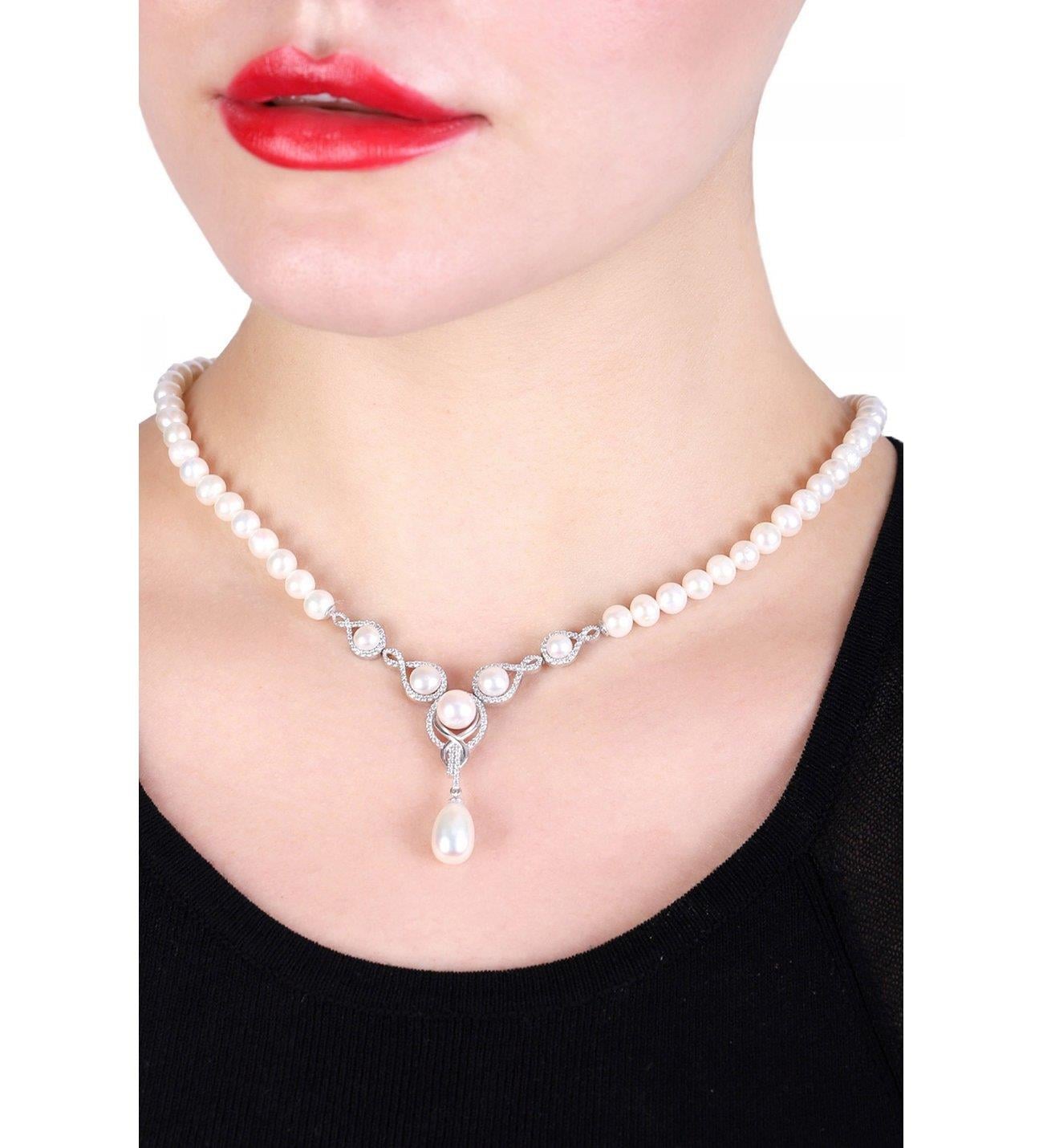 Gümüş İnci Gerdanlık Kolye