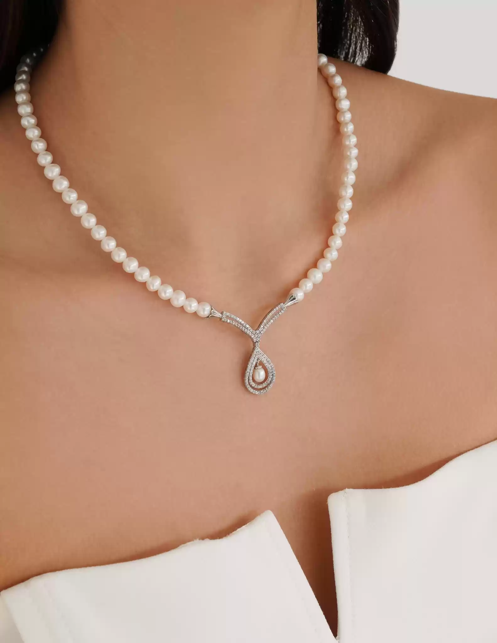 Gümüş İnci Gerdanlık Kolye