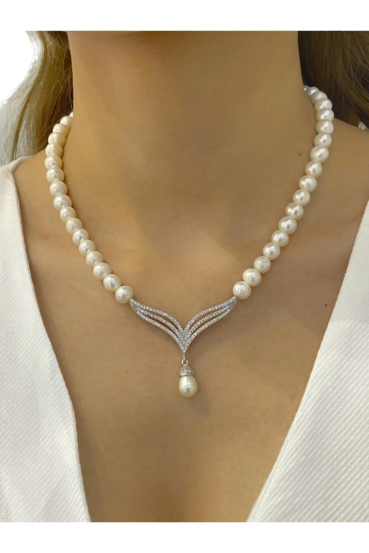 Gümüş İnci Gerdanlık Kolye