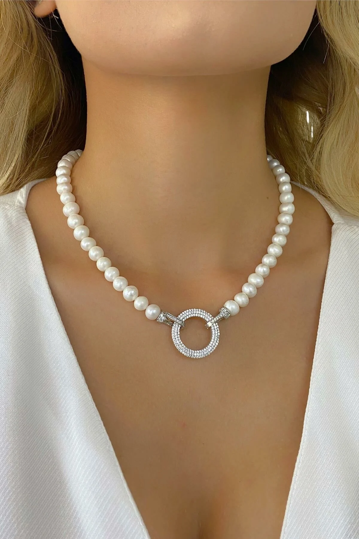 Gümüş İnci Gerdanlık Kolye