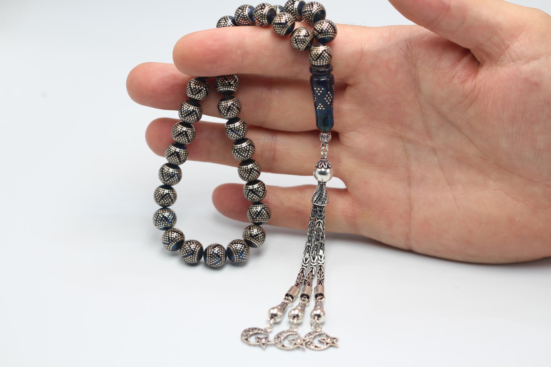 Gümüş İşleme Ateş Kehribar Tespih