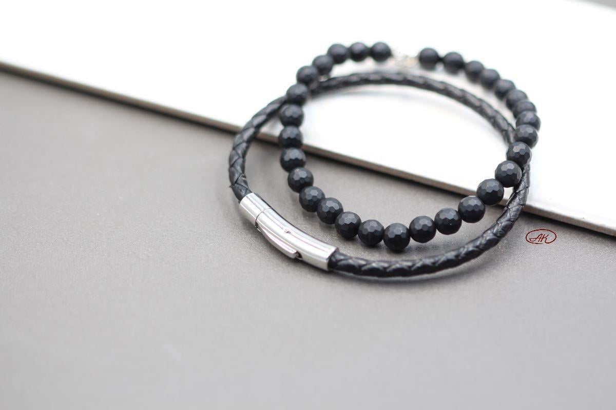 Oniks Taş / Çelik Bileklik Kombin