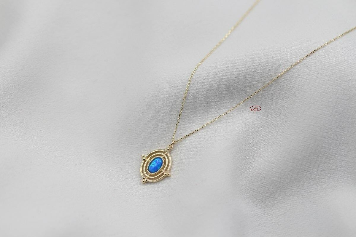 Opal Taşlı  Kolye