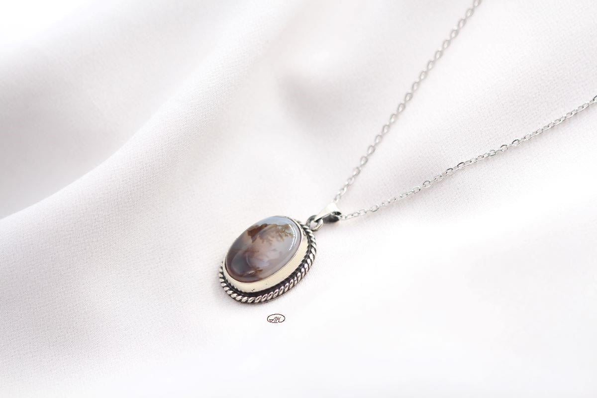 Şecer Akik Gümüş Kolye