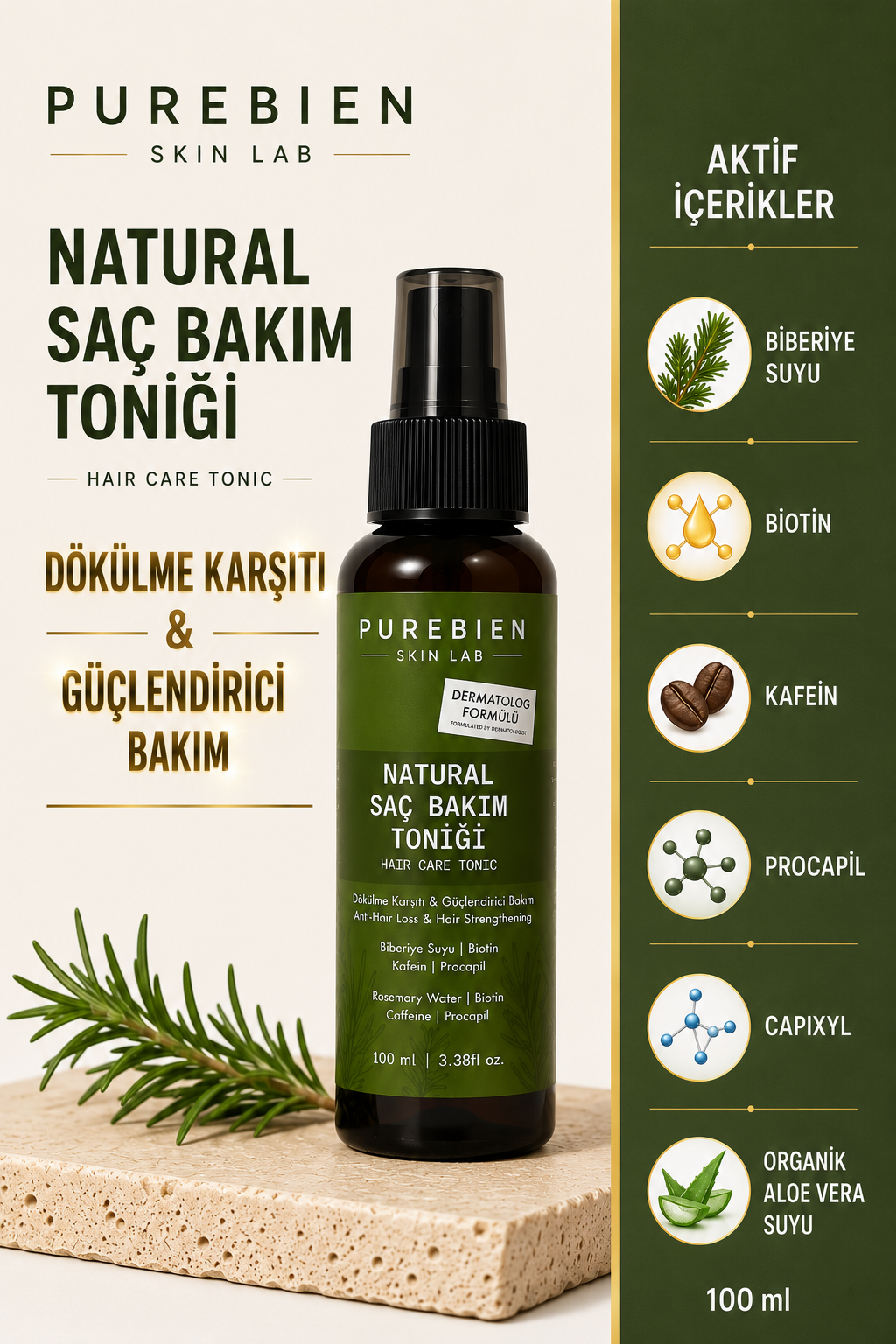 natural saç bakım toniği DÖKÜLME KARŞITI & GÜÇLENDİRİCİ BAKIM 100ml