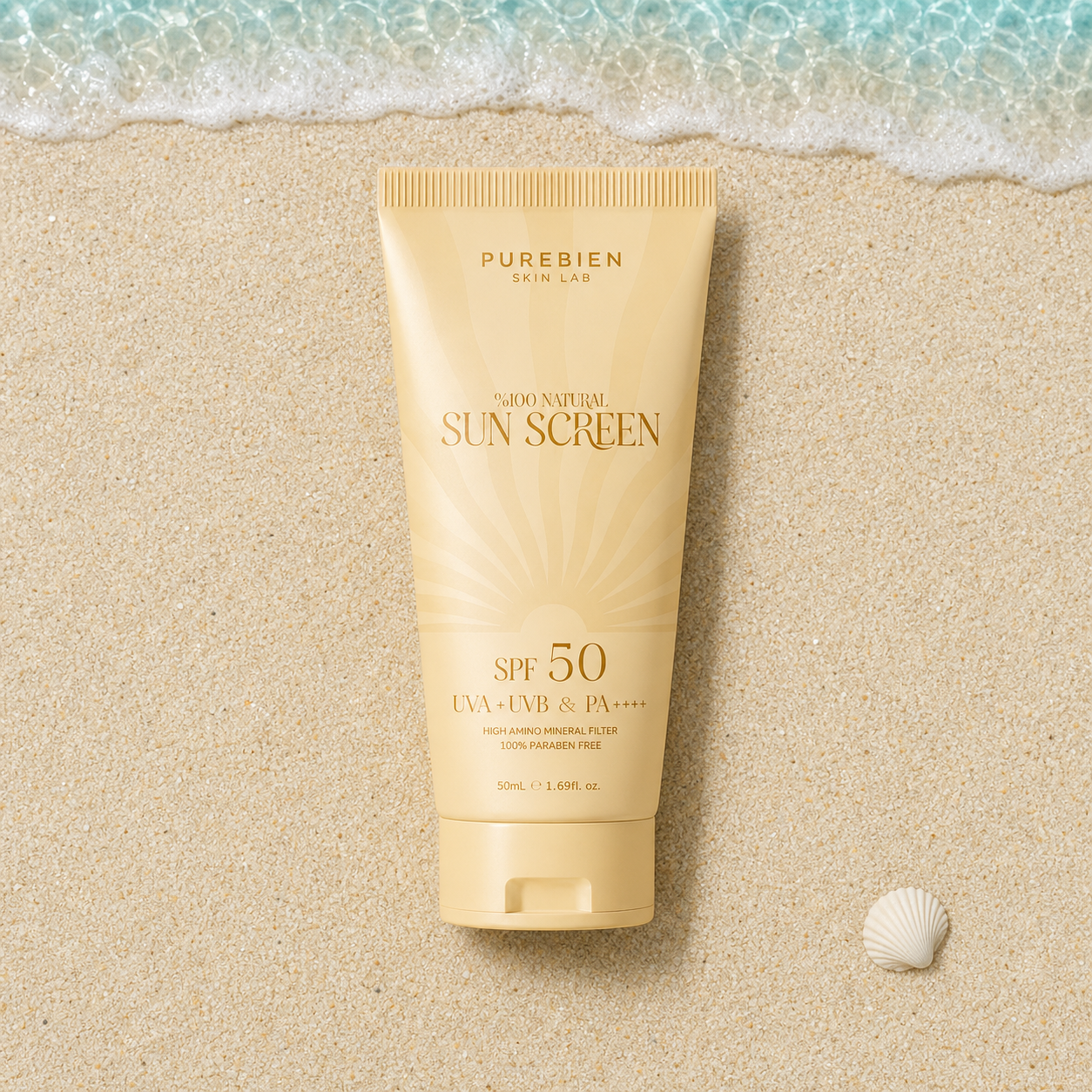 PUREBIEN %100 Doğal Güneş Koruyucu & CİLT BARİYER GÜÇLENDİRİCİ SPF 50+ PA++++ UVA/UVB 50 ml