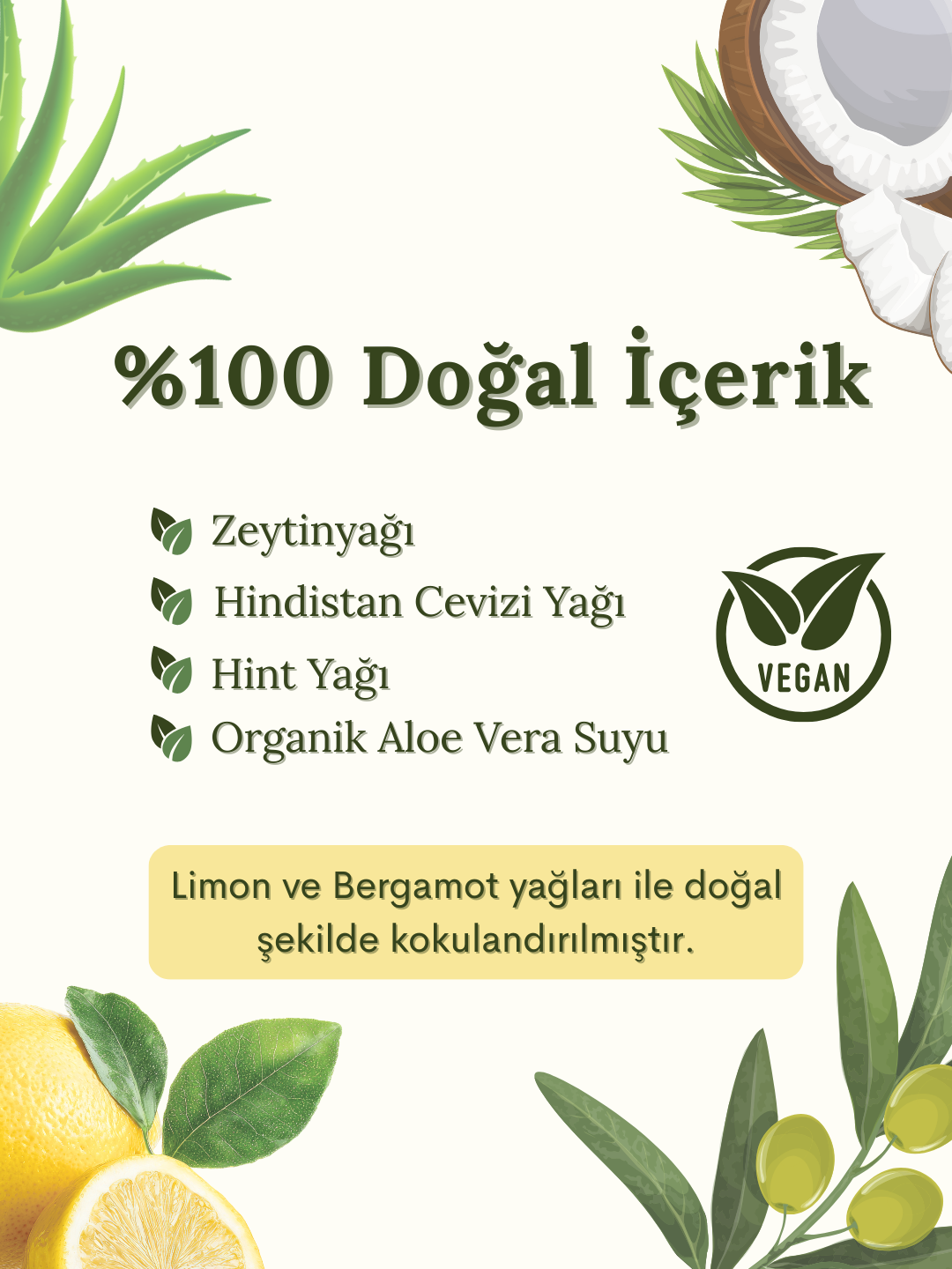 %100 Doğal Kastil Sıvı Sabun - Bergamot & Limon Kokulu