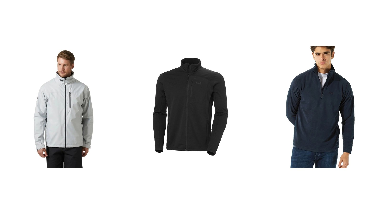 Helly Hansen Crew Midlayer, Versalite Fleece ve Mount polar yan yana.