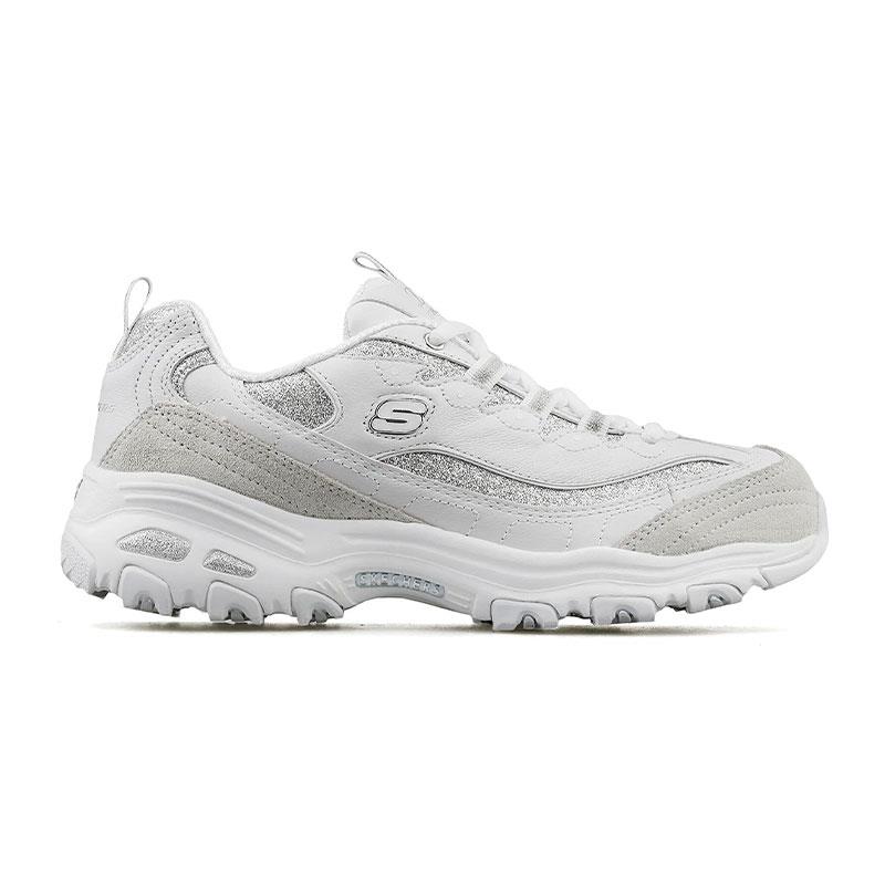 Skechers D'Lites Glimmer Eve kadın ayakkabı 13155-WSL (beyaz ve gümüş, parlak detaylı)