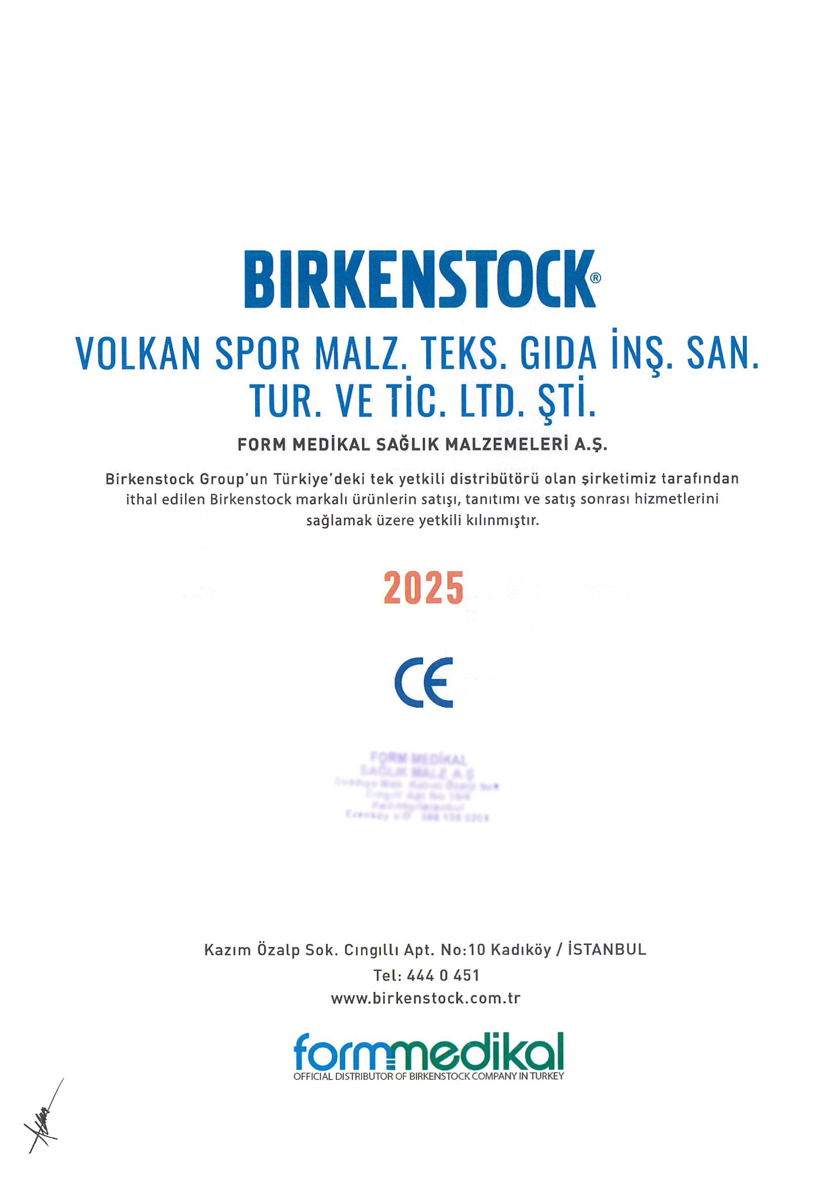 Birkenstock yetkili satıcı belgesi