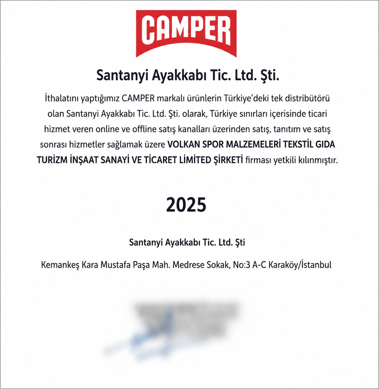 Camper yetkili satıcı belgesi