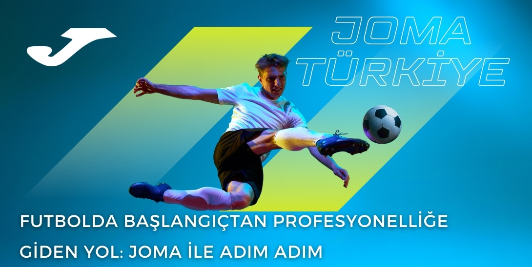 Joma forması ve kramponları ile antrenman yapan genç futbolcu