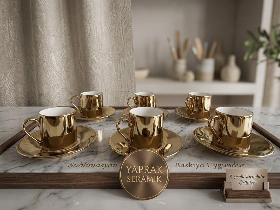 Porselen Gold Kahve Fincanı 6'Lı Takım
