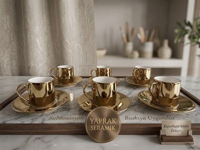 Porselen Gold Kahve Fincanı 6'Lı Takım