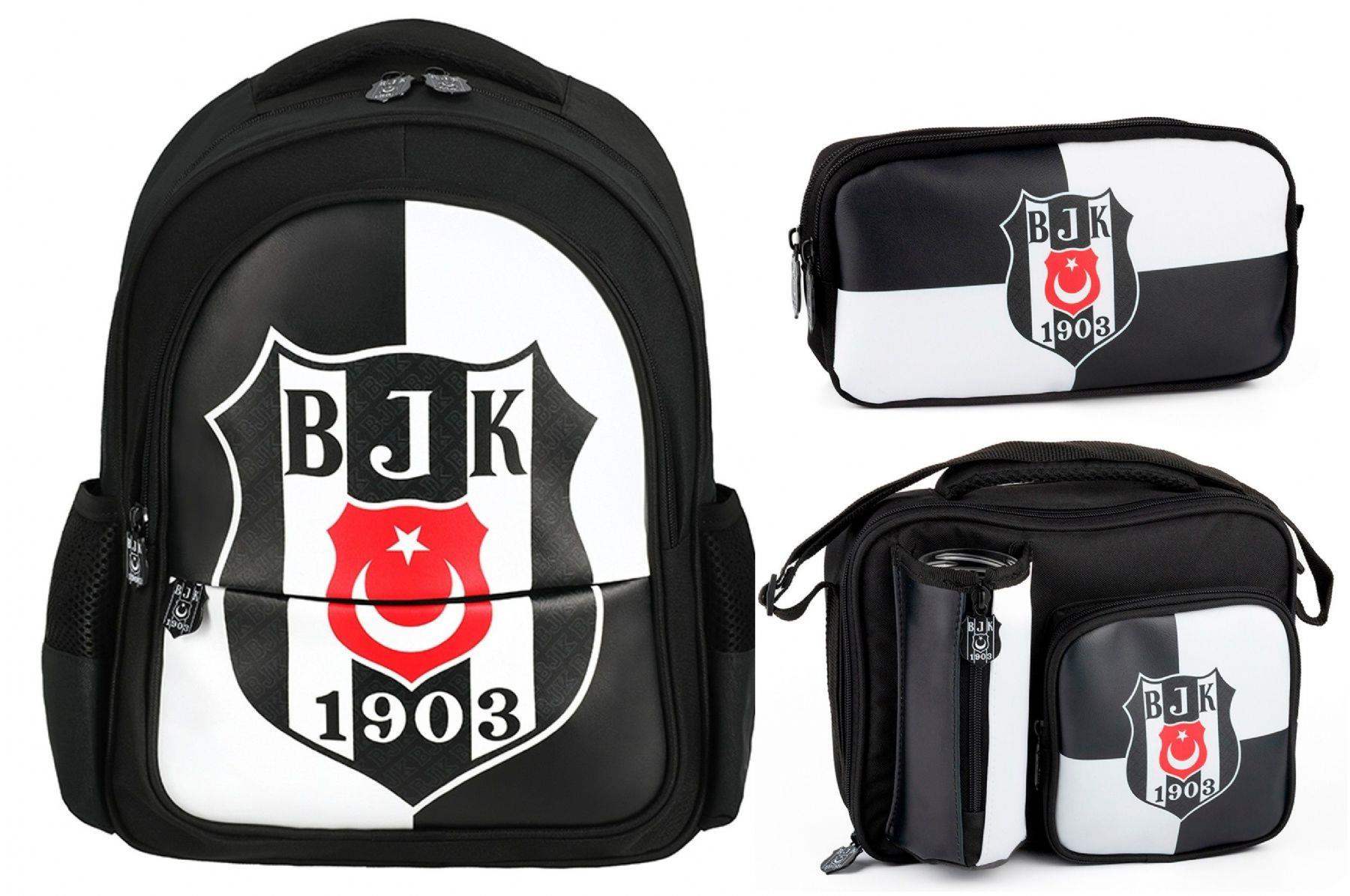 Beşiktaş Siyah Beyaz BJK Armalı Üçlü Okul Çanta Seti - SETME25360A
