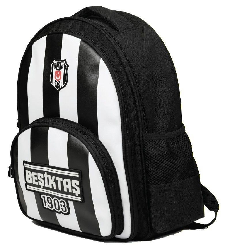 Beşiktaş Üç Bölmeli Erkek Çocuk Beşiktaş 1903 Baskılı Siyah - Beyaz Okul Sırt Çantası - 26357