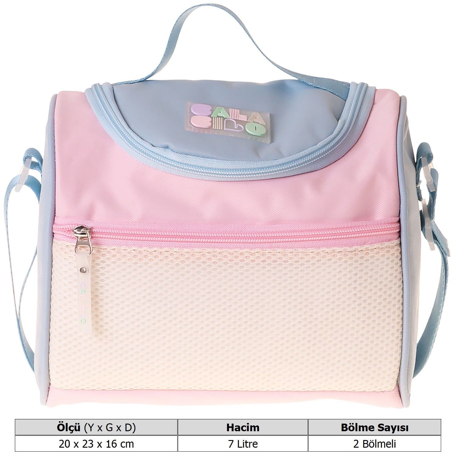 CalaCilo Kız Çocuk Cloudy Pembe Mavi Renkli Isı Yalıtımlı Okul Beslenme Çantası (Pembe - Mavi) - C4087