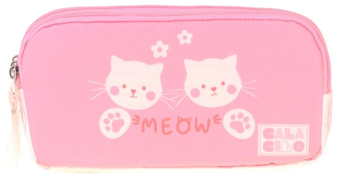 CalaCilo Kız Çocuk İlkokul Kalem Çantası - Kedi Baskılı Pembe Renk (Cat) - C4040