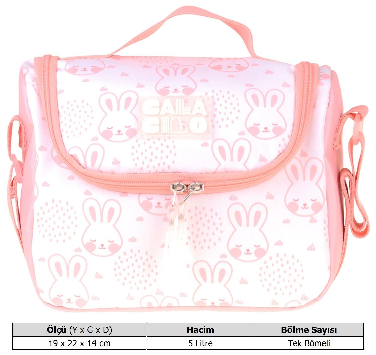 CalaCilo Pleasant Kız Çocuk Kedi Baskılı Pembe Isı Yalıtımlı Okul Beslenme Çantası - C4051