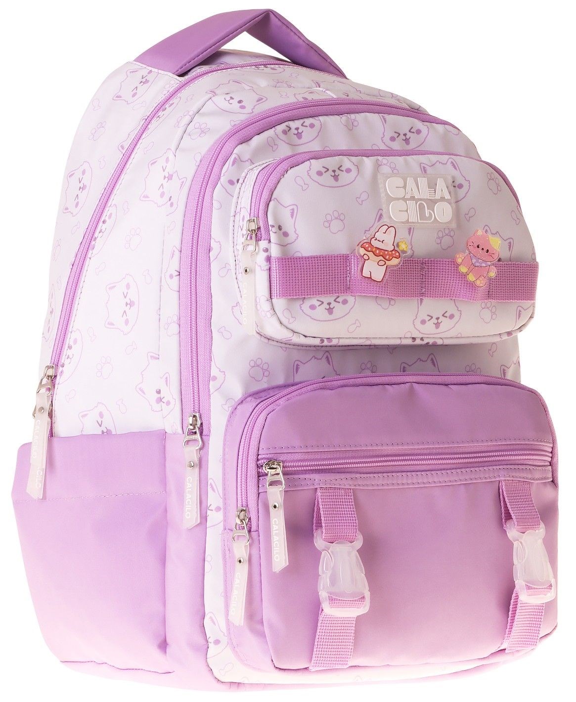 Calacilo Comic Kız Çocuk Tavşan Baskılı Lila İlkokul Okul Sırt Çantası - Beş Bölmeli - C4053